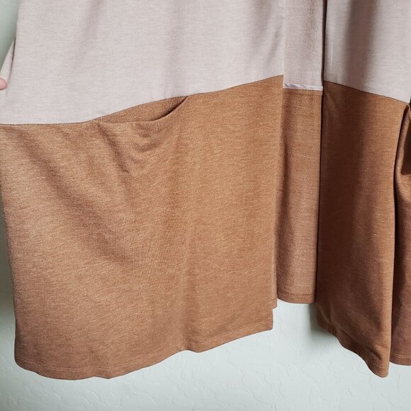 LOGO Lori Goldstein Faux Fur Collar Longline Cardigan Sweater Brown/Tan Size 3X - Picture 6 of 11